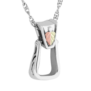 Sterling Silver Black Hills Gold Stirrup Pendant & Necklace - Jewelry