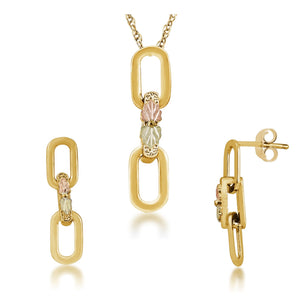 Links of Love - Black Hills Gold Earrings & Pendant Set