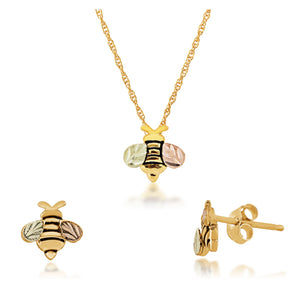Buzzing Bees Black Hills Gold Earrings & Pendant Set