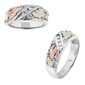 Black Hills White Gold His & Hers Diamond Foliage Wedding Ring Set II