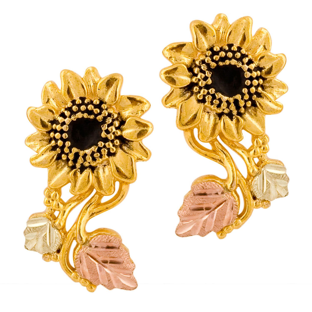 Sunflower Black Hill Gold Earrings II