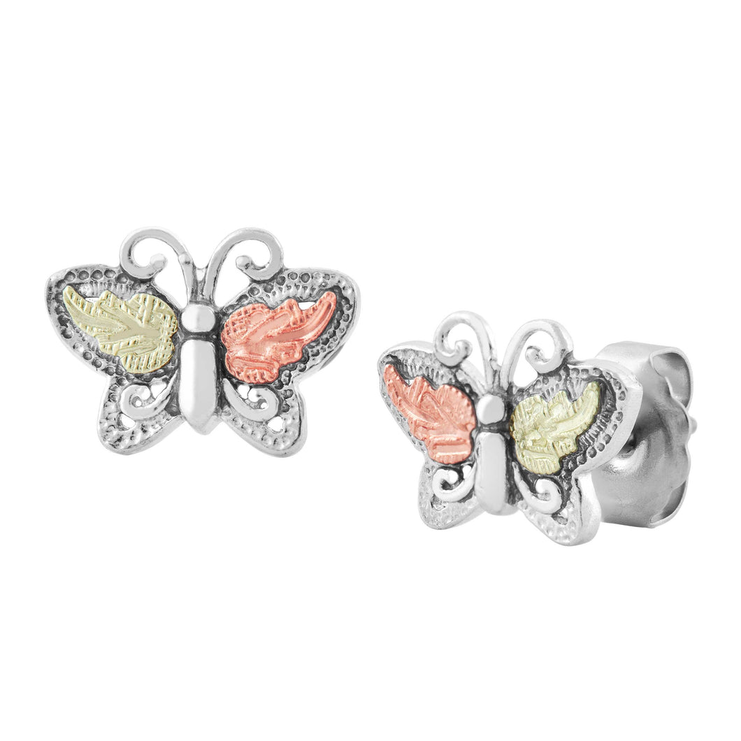 Lil Butterfly - Sterling Silver Black Hills Gold Earrings