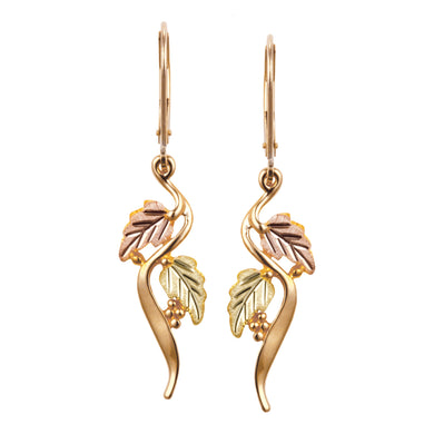 Foliage Leverback II - Black Hills Gold Earrings