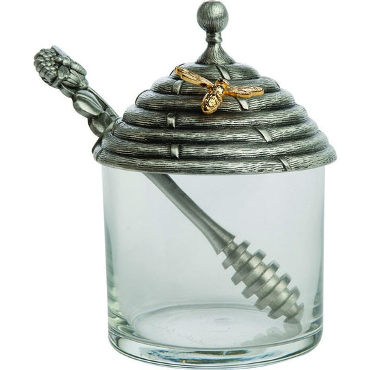 Pewter Honey Pot With Stirrer - X