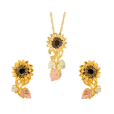 Black Hills Gold Sunflower Earrings & Pendant Set II