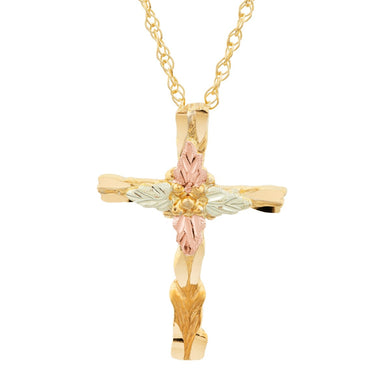 Decorative Cross Pendant & Necklace - Black Hills Gold