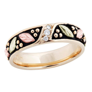 Mens 14K Diamond Antiqued Black Hills Gold Ring - Jewelry