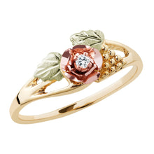 Diamond and Rose - Black Hills Gold Ladies Ring