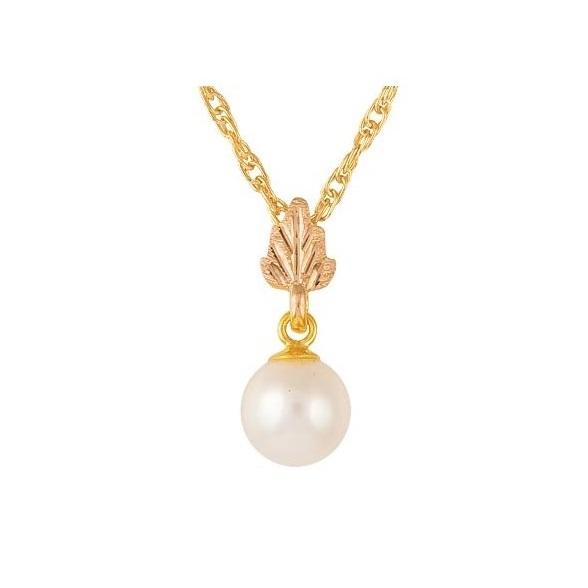 Black Hills Gold Shimmering Pearl Pendant & Necklace - Jewelry