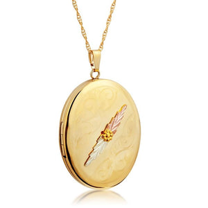 Black Hills Gold Round Fancy Locket Pendant & Necklace - Jewelry