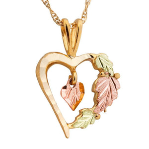 Black Hills Gold Foliage Heart Pendant & Necklace - Jewelry