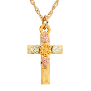 Black Hills Gold Miniature Cross Pendant & Necklace - Jewelry