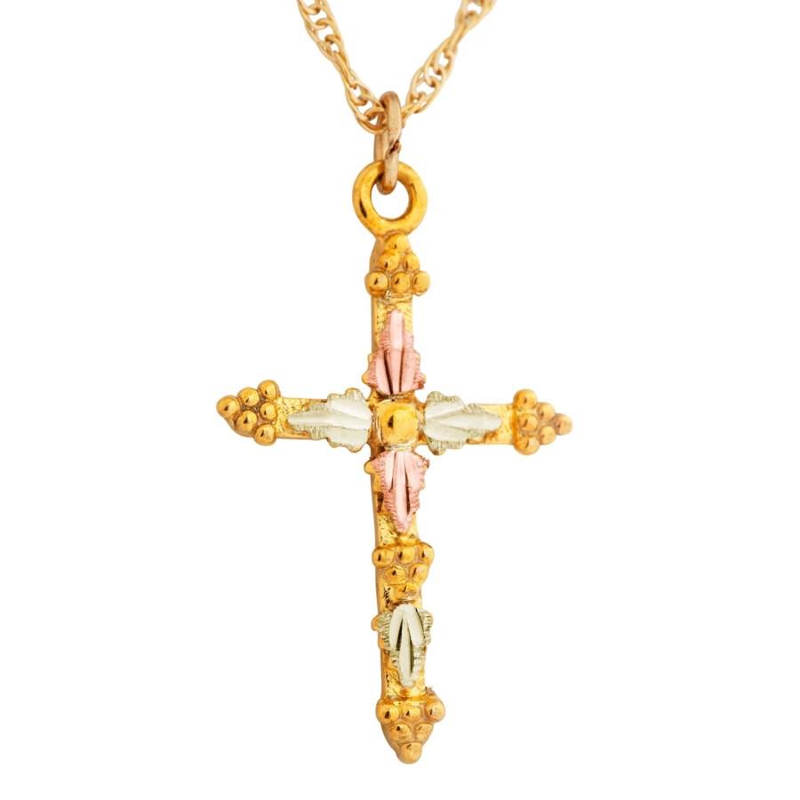 Black Hills Gold Grapes Cross Pendant & Necklace - Jewelry