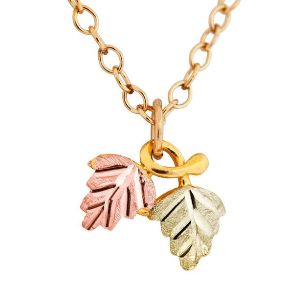 Black Hills Gold Mini Foliage Pendant & Necklace - Jewelry