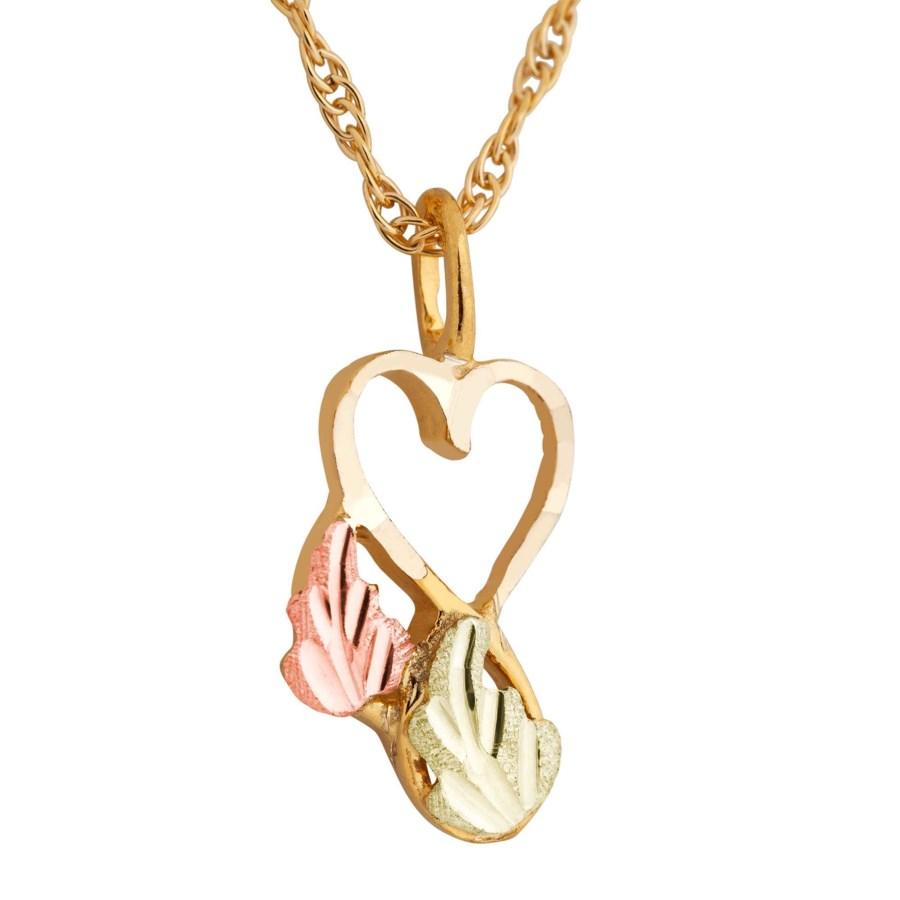 Black Hills Gold Foliage Heart Pendant & Necklace III - Jewelry