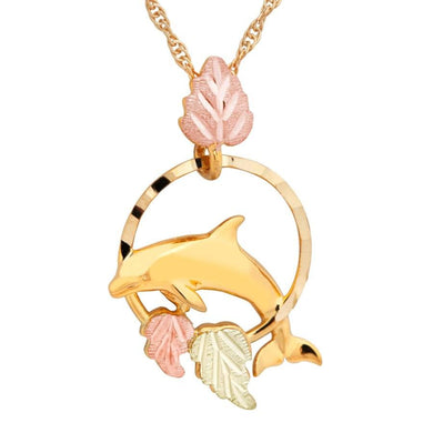 Black Hills Gold Dolphin Pendant & Necklace - Jewelry