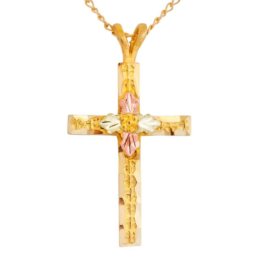 Black Hills Gold Leafy Cross Pendant & Necklace II - Jewelry