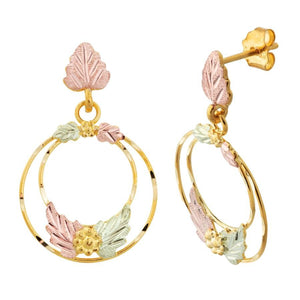Dangling Dual Rings Black Hills Gold Earrings - Jewelry