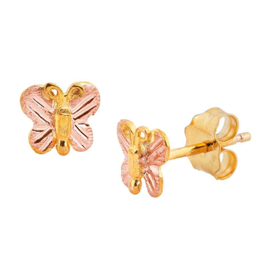 Mini Butterfly Black Hills Gold Earrings - Jewelry