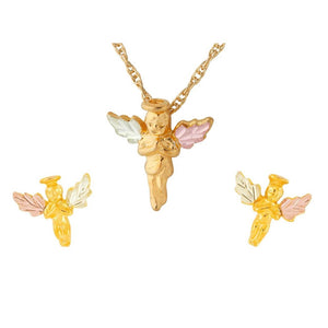 Black Hills Gold Angel Earrings & Pendant Set