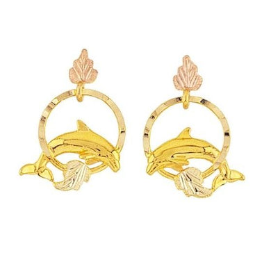 Golden Dolphins Black Hill Gold Earrings - Jewelry