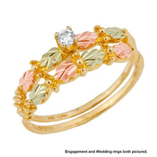 Black Hills Gold Round Cut 1/12 Carat Diamond Engagement & Wedding Ring Set - Jewelry