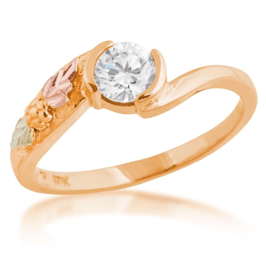 Black Hills Gold Round Cut 1/2 Carat Diamond Engagement & Wedding Ring Set - Size 3 - UNDERSIZE - Allow Extra 2 Weeks / No - Jewelry