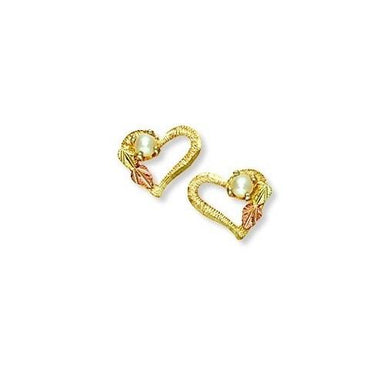 Pearl Hearts Black Hills Gold Earrings - Jewelry