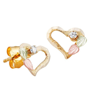 Little Hearts Black Hills Gold Diamond Earrings - Jewelry