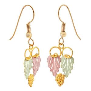 Black Hills Gold Loops Leaves & Grapes Earrings - Jewelryx