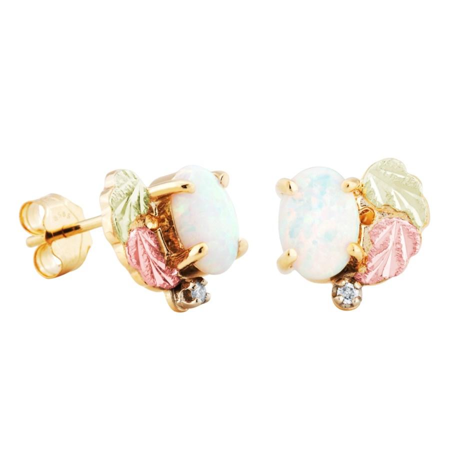 Diamond Opal Black Hills Gold Earrings - Jewelry