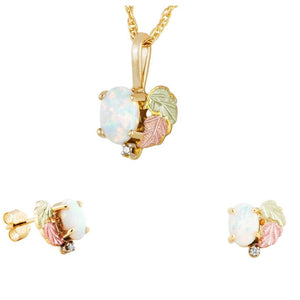 Foliage Opals II - Black Hills Gold Earrings & Pendant Set