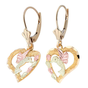 Hummingbird Hearts Black Hills Gold Earrings - Jewelry