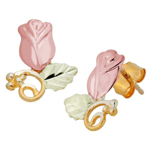 Rose Foliage Black Hills Gold Earrings III - Jewelry