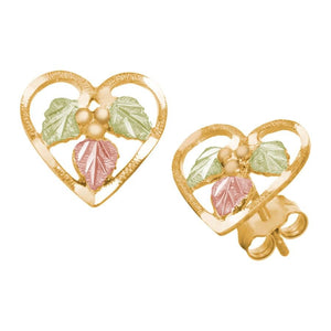 Hearts of Foliage Black Hills Gold Earrings I - Jewelry