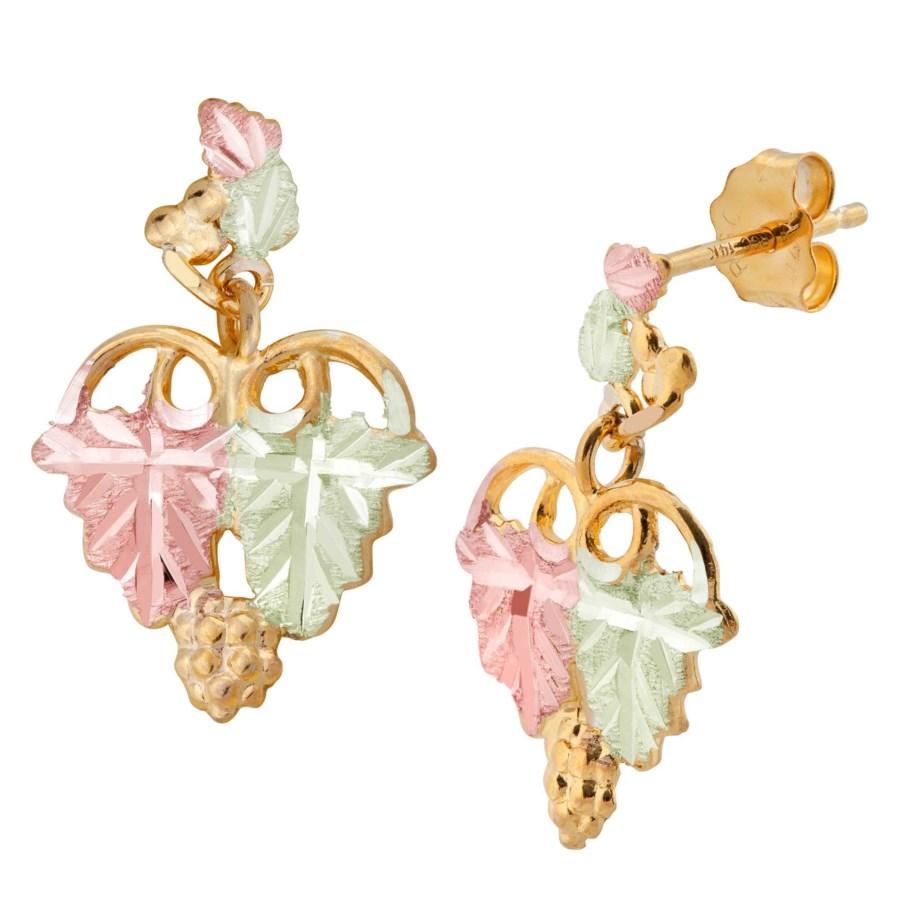 Grapes And Foliage Black Hills Gold Earrings I - Jewelry