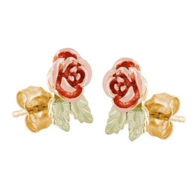Rose Foliage Black Hills Gold Earrings II - Jewelry