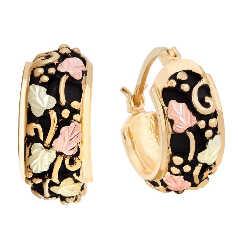 Elegant Powder Coat Black Hills Gold Earrings - Jewelryx
