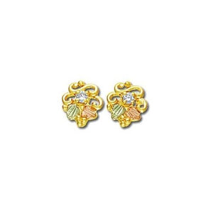 Diamond Foliage Black Hills Gold Earrings IV - Jewelry