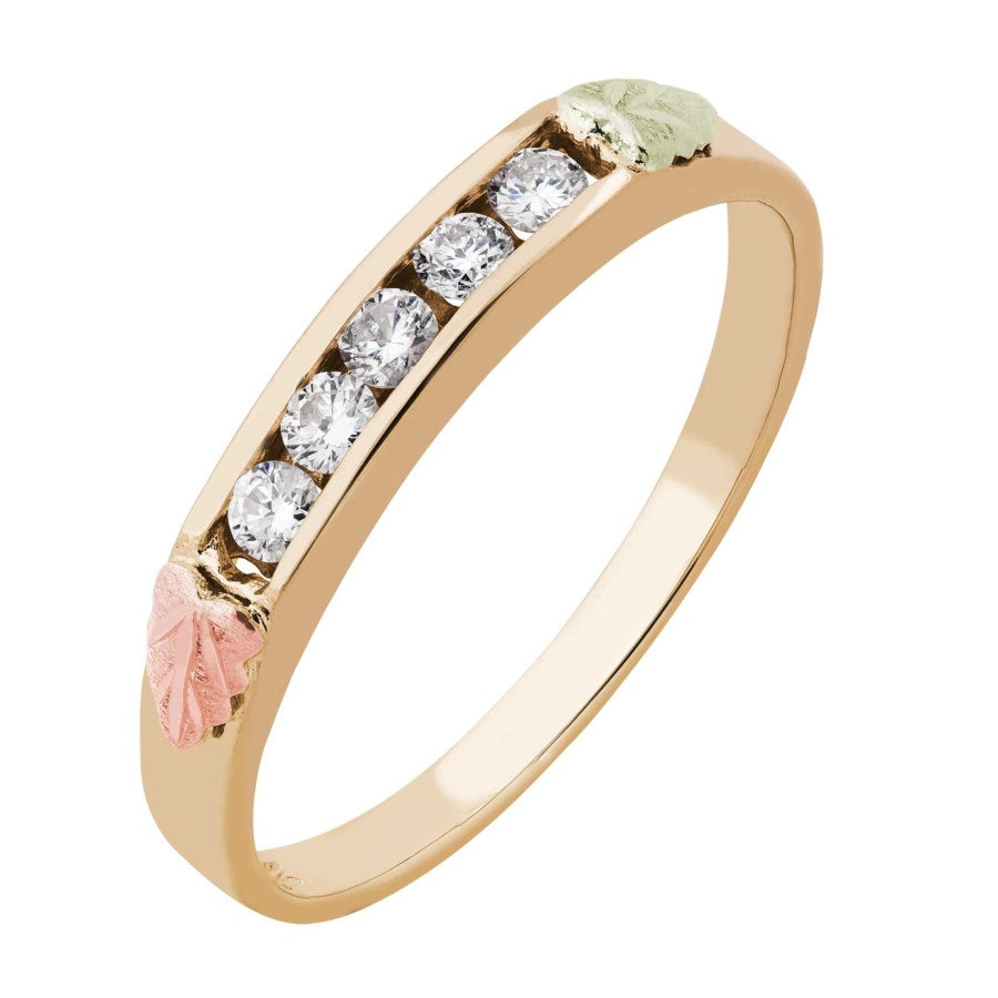 Five Straight Diamond - Black Hills Gold Ladies Ring