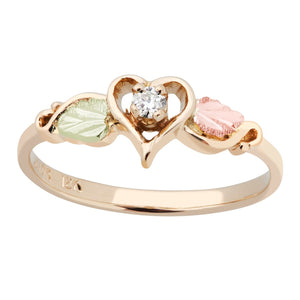 Black Hills Gold Diamond Heart Ring