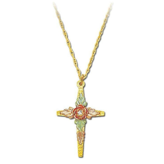 Black Hills Gold Diamond Cross Pendant & Necklace II - Jewelry