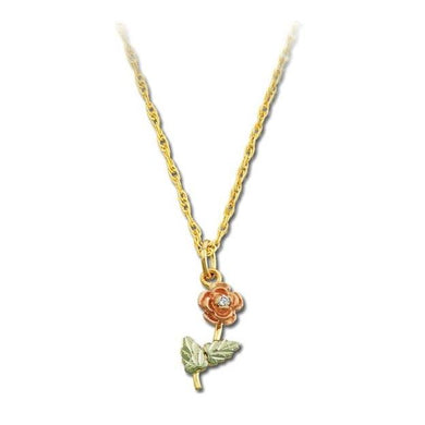 Black Hills Gold Diamond Rose Pendant & Necklace - Jewelry