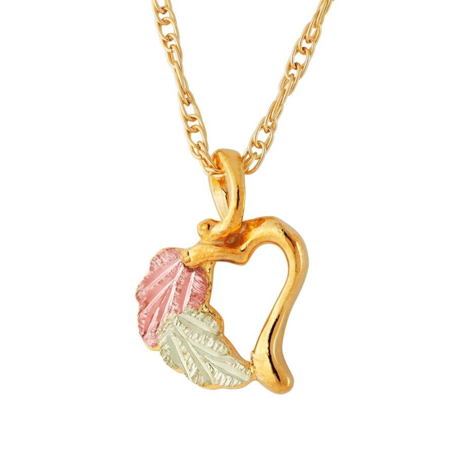 Black Hills Gold Leafy Heart Pendant & Necklace - Jewelry