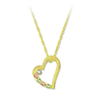 Black Hills Gold Diamond Heart Pendant & Necklace III - Jewelry