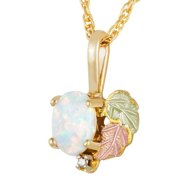 Black Hills Gold Opal Diamond Pendant & Necklace - Jewelry