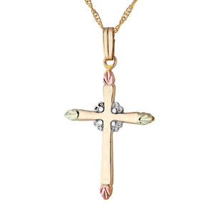 Black Hills Gold Silver Accent Cross Pendant & Necklace - Jewelry