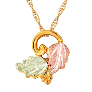 Black Hills Gold Elegant Foliage Pendant & Necklace VIII - Jewelry