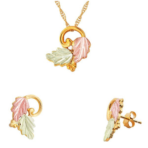 Foliage Grapes IV - Black Hills Gold Earrings & Pendant Set