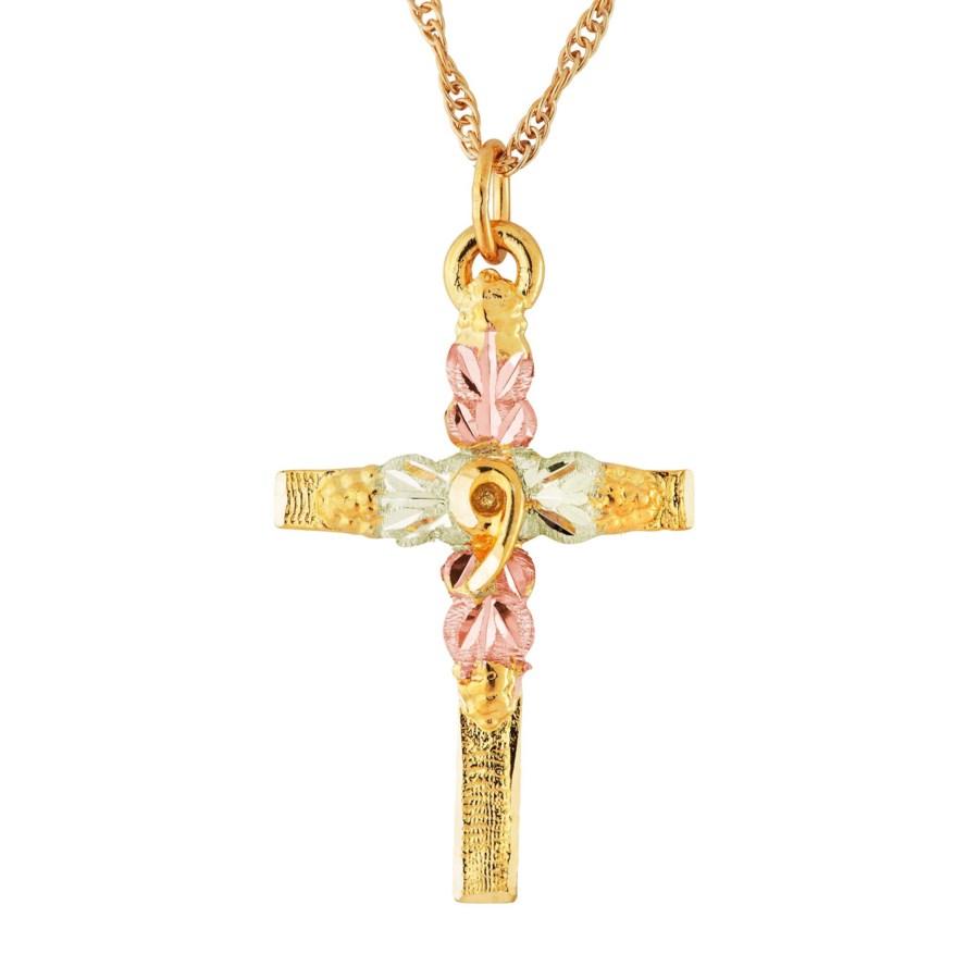 Black Hills Gold Simple Cross Pendant & Necklace IV - Jewelry